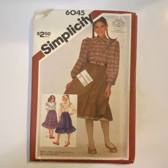 Simplicity 6045 Pattern Blouse Skirt Petticoat Girls 8 Vintage Ruffles Academaia - Picture 2 of 7